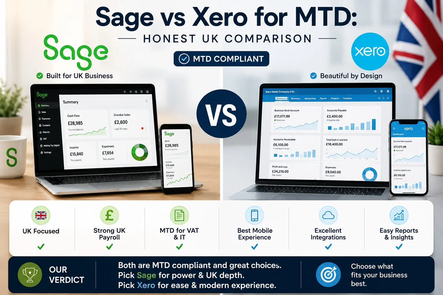 Sage vs Xero for MTD UK 2026 honest comparison by ICAEW chartered accountants